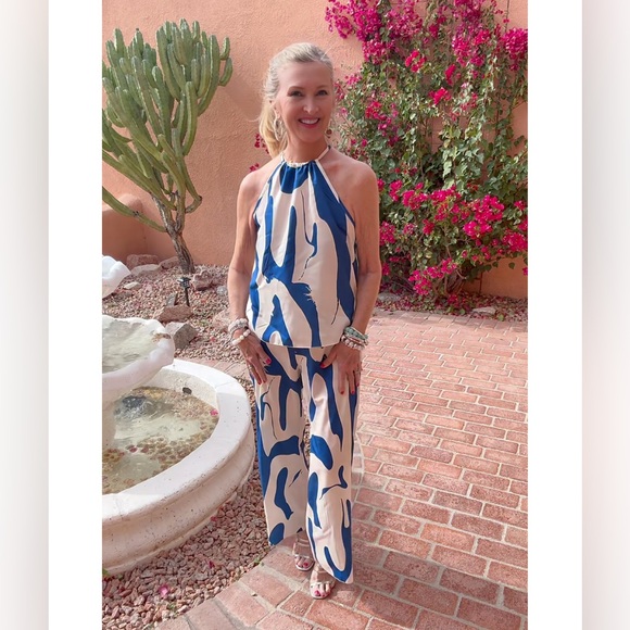 NIP BLUE TOP & PANT SET-M - Picture 4 of 17